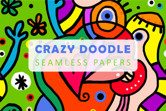 Seamless Crazy Hand Drawn Doodle Papers Graphic Patterns By Prawny