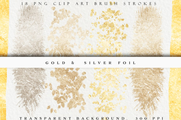 Gold & Silver Metallic Brush Strokes Grafika Wysokiej Jakości Obiekty Graficzne Przez liquid amethyst art