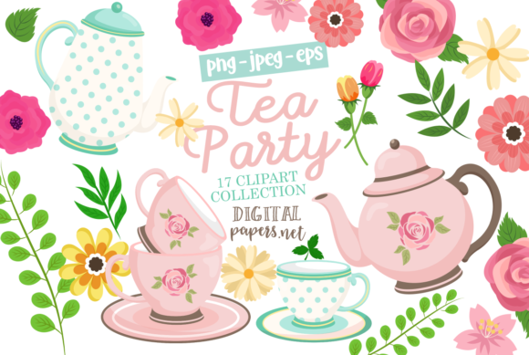 Tea Party Clipart Graphic Illustrations By DIPA Graphics