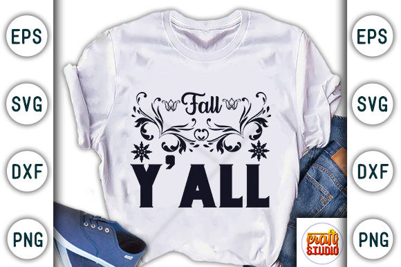 Fall Y'all Graphic T-shirt Designs By CraftStudio