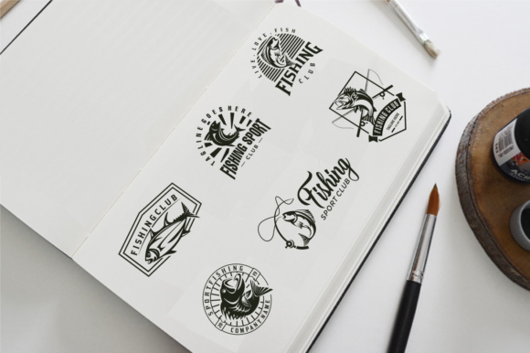 Set of Vintage Fishing Logo Emblem Label Graphic Logos By blueberry 99d