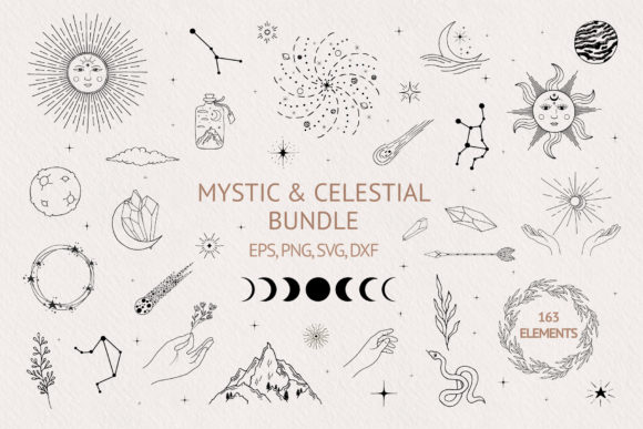 Hand Drawn Mystic & Celestial Bundle Illustration Illustrations Imprimables Par Kirill's Workshop