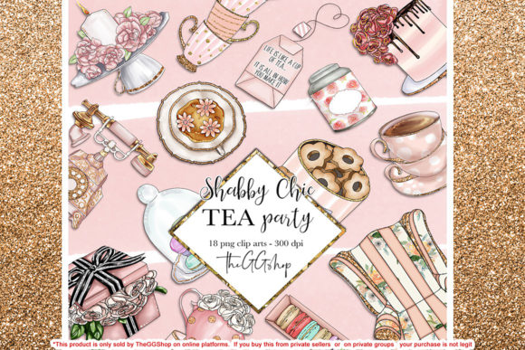 Shabby Chic Tea Party Collection Graphic Illustrations By TheGGShop