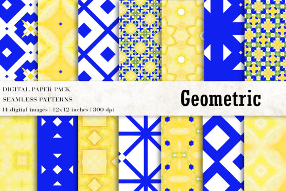Geometric Digital Papers Grafika Papierowe Wzory Przez BonaDesigns