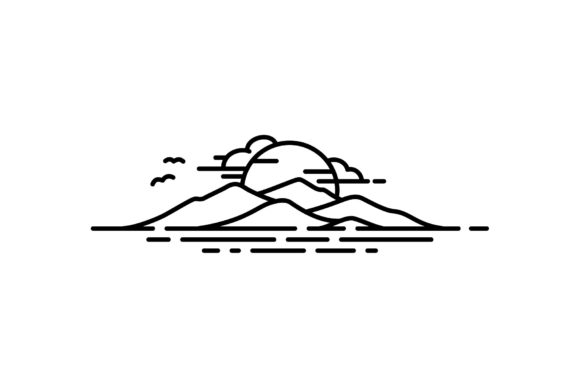 Hawaii Island Mountain Sea Line Art Logo Graphic Logos By Enola99d