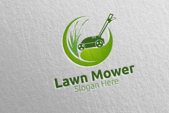 Lawn Mower Gardener Mowing Logo 4 Illustration Logos Par denayunecf