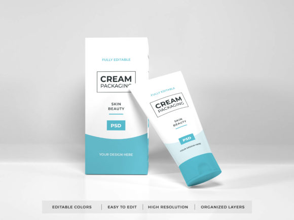 Cosmetic Cream Packaging Mockup PSD Gráfico Mockups de Productos Diseñados a Medida Por dendysign