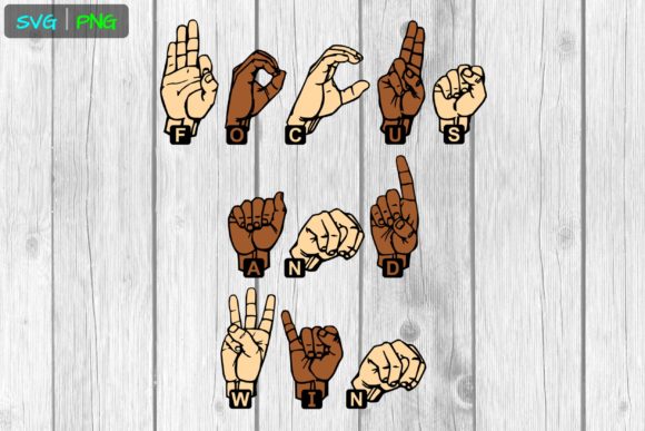 ASL SVGs Focus and Win Sign Language SVG Graphic Illustrations By Able Lingo