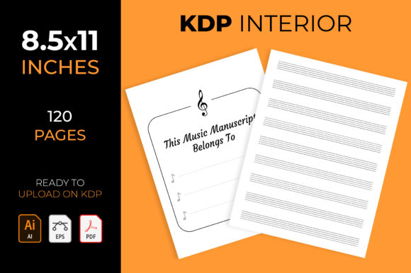 Blank Music Manuscript - KDP Interior Gráfico Interiores KDP Por medelwardi