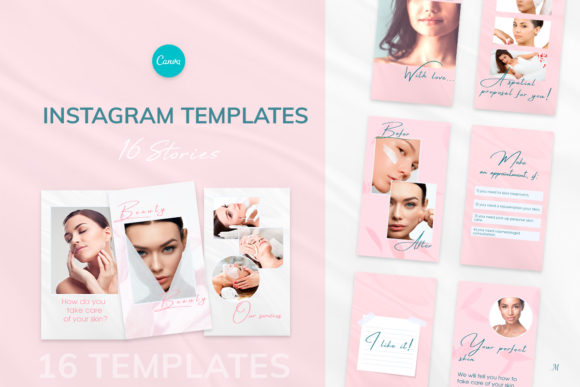Beauty Pink Instagram Stories Templates Gráfico Instapage Por milagro.mst