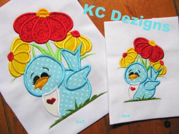 Bird with Summer Flowers Birds Embroidery Design By karen50