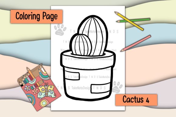 Cactus 4 Graphic Coloring Pages & Books Kids By Tamawuku