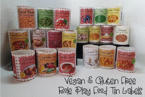 Vegan & Gluten Free Tinned Food Labels F Graphic Teaching Materials By Arda Designs