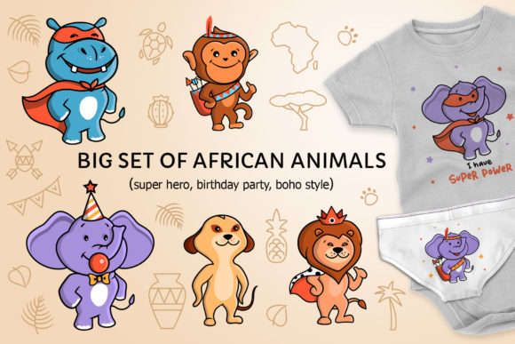 Baby Animals of Africa Graphic Illustrations By FoxLetterer