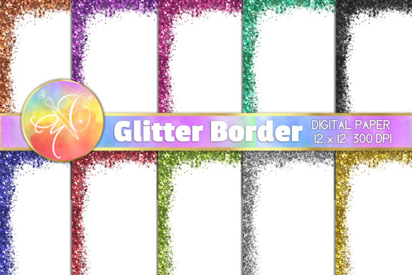 Glitter Border Digital Paper Graphic Backgrounds By paperart.bymc