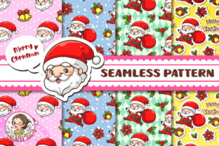 Seamless Pattern Cute Cheerful Santa2 Illustration Modèles de Papier Par huapika 1