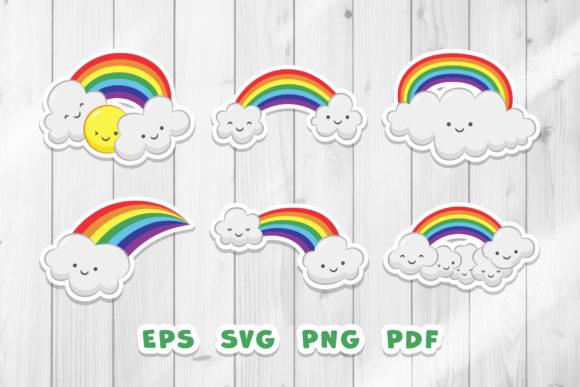 Rainbow SVG - Cute Emoji Stickers Gráfico Manualidades Por DTCreativeLab