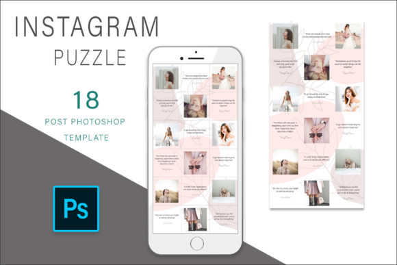 Pink Botanic Instagram Puzzle Template Graphic Graphic Templates By AS Digitale