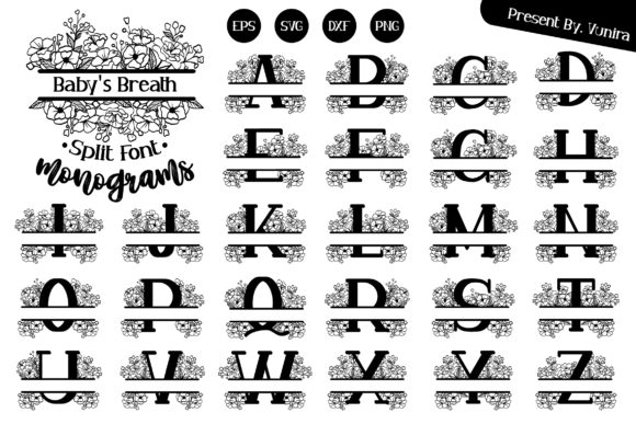 Baby's Breath | Split Monogram Font Graphic Crafts By Vunira