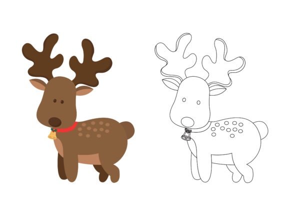 Christmas Deer Fill Outline Icon Illustration Illustrations Imprimables Par printablesplazza