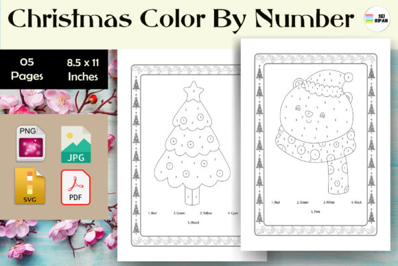 Christmas Color by Number Page 2 - KDP Graphic KDP Interiors By Sei Ripan