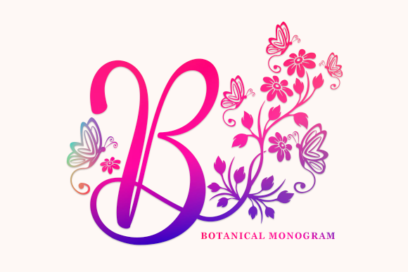 Botanical Monogram Fuentes Decorativas Fuente Por utopiabrand19