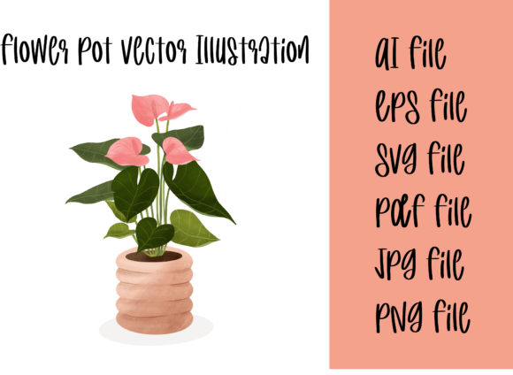 Flower Pot Anthurium Vector Afbeelding Afdrukbare Illustraties Door Paper Clouds Studio