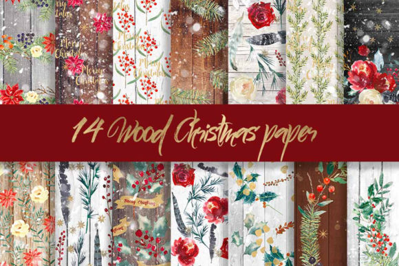 Christmas Wood Digital Pattern Paper Graphic Patterns By beracaink