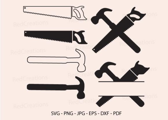 Saw and Hammer Svg, Tools Clipart Graphic Crafts By RedCreations