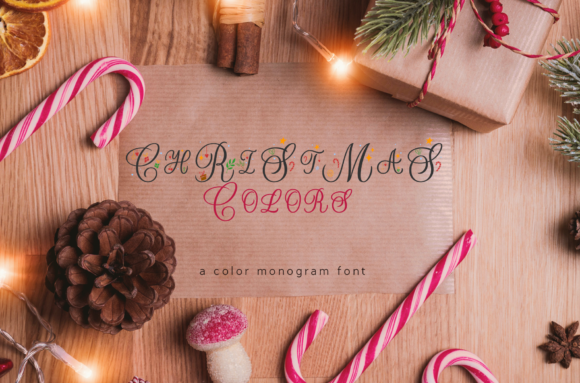 Christmas Colors Monogram Color Fonts Font By Sarurday Champagne