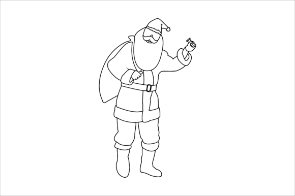 Santa Christmas Outline Gifts and Bells Graphic Illustrations By faykproject