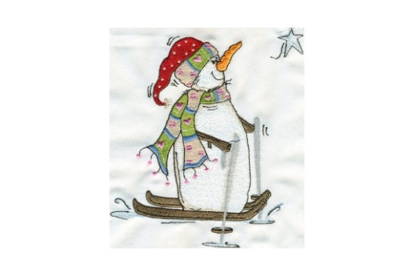 Sassy Star Watching Snowman Winter Embroidery Design By Sew Terific Designs