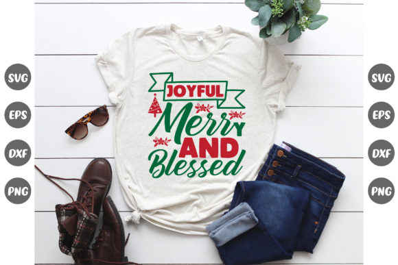 Christmas Design, Joyful Merry Graphic Print Templates By Fashion Store