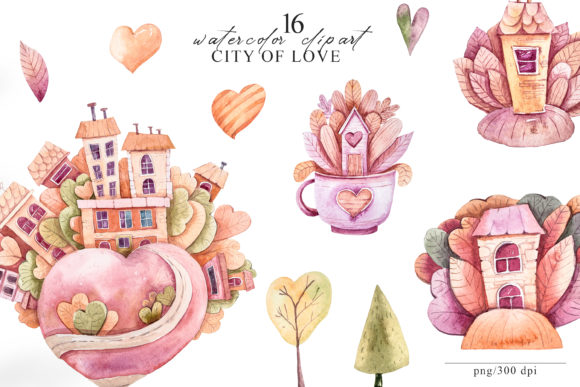 Watercolor Valentines Day Clipart Set Graphic Illustrations By Tiana Geo