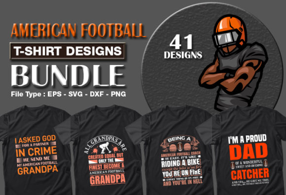 American Football T-shirt Designs Bundle Graphic T-shirt Designs By CraftStudio