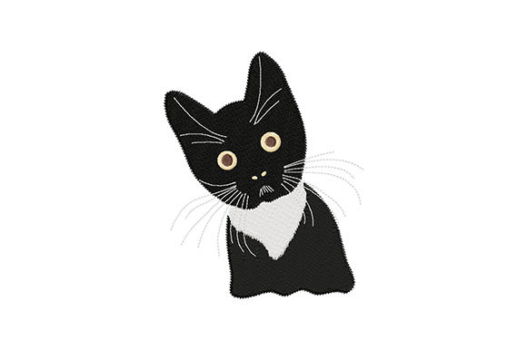 Cute Black Kitten Cats Embroidery Design By EmbArt