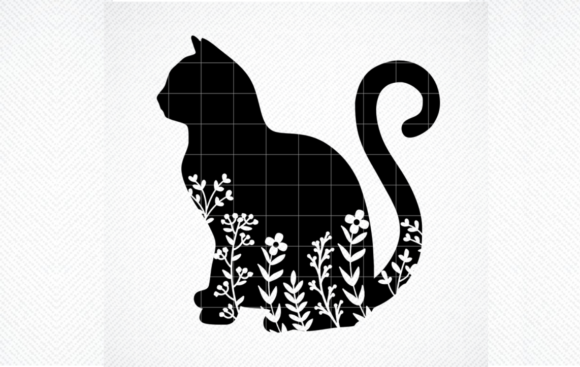 Floral Cat Silhouette  Graphic Crafts By SVG DEN