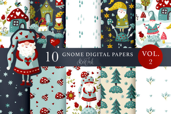 Valentines Gnome Seamless Patterns Vol.2 Graphic Patterns By Red Ink