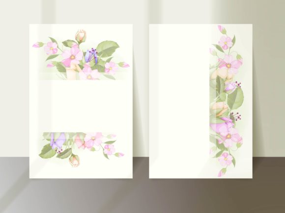 Blank Floral Wedding Invitation Template Gráfico Modelos de Impressão Por lukasdediz