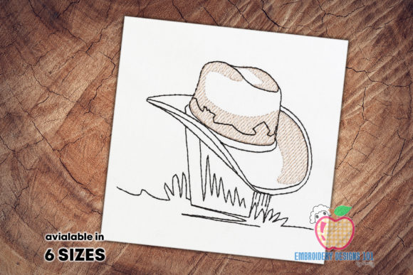 Cowboy Hat Sketch Cowboy & Cowgirl Embroidery Design By embroiderydesigns101