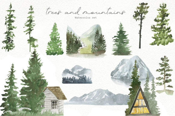 Watercolor Forest Trees Graphic Illustrations By laffresco04