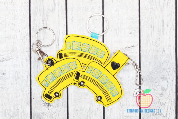 School Bus ITH Keyfob Transportation Embroidery Design By embroiderydesigns101
