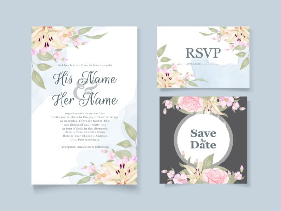 Wedding Invitation with Beautiful Flower Graphic Print Templates By lukasdediz