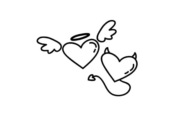 Valentine Icon Doodle Devil & Angel Grafik Symbole Von wienscollection