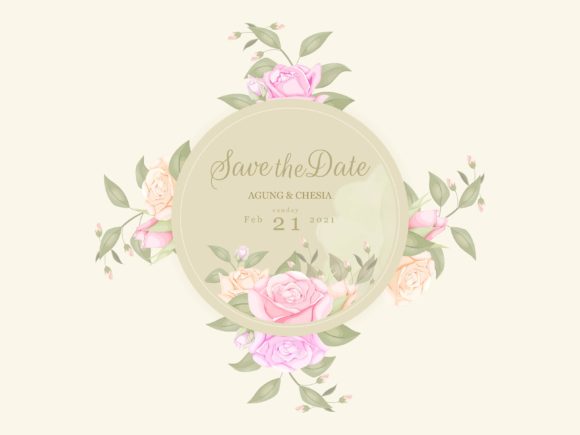 Floral Bouquet Wedding Invitation Card Graphic Print Templates By lukasdediz