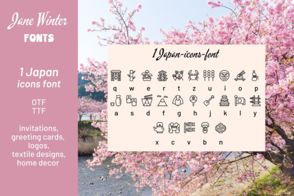 Japan Icons Dingbats Font By Jane Winter