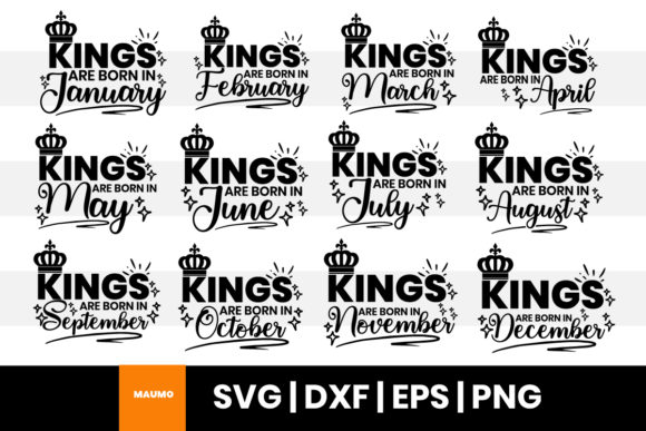 Kings Are Born in, Birthday Month Bundle Gráfico Plantillas de Impresión Por Maumo Designs