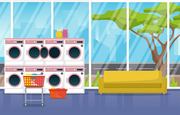 Clean Laundromat Washing Machine Laundry Graphic Illustrations By jongcreative