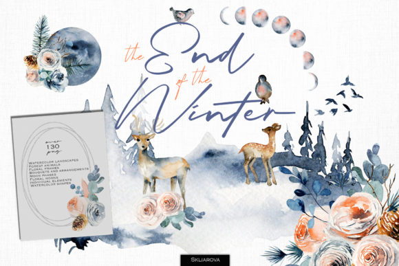 The End of the Winter Grafik Druckbare Illustrationen Von HappyWatercolorShop