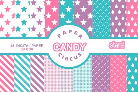 Candy Circus Digital Paper Graphic Patterns By StardDesign